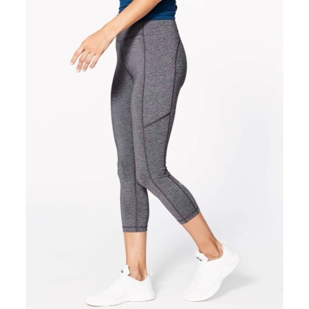 Lululemon Speed Up Crop - 21” Leggings - Gray Heathered Black - Womens 6